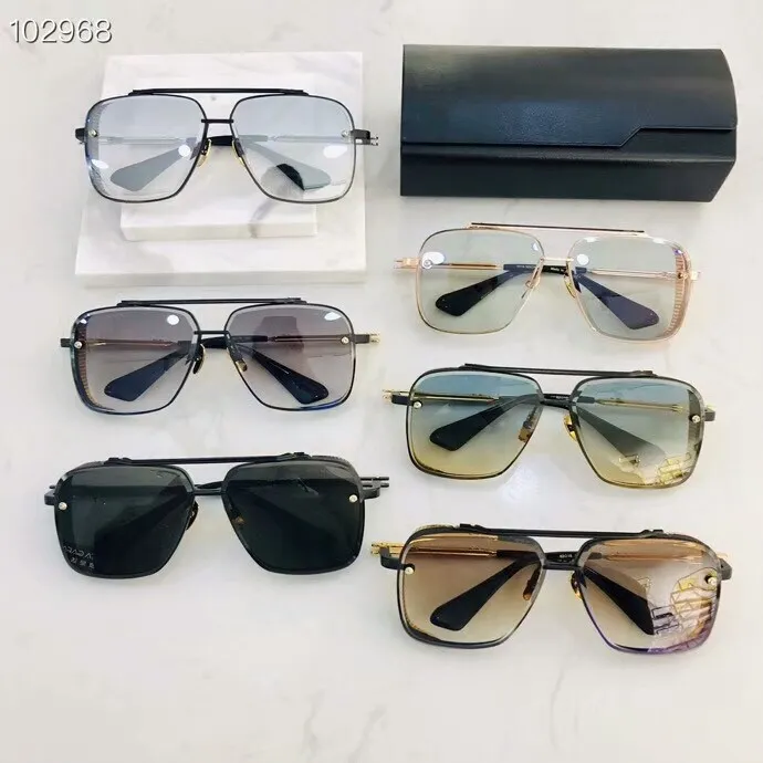 Mężczyźni okulary przeciwsłoneczne męskie okulary przeciwsłoneczne Limitowana edycja sześć szklanek k złota retro kwadratowa rama kryształowy soczewki z siatką odłączoną HAV228F