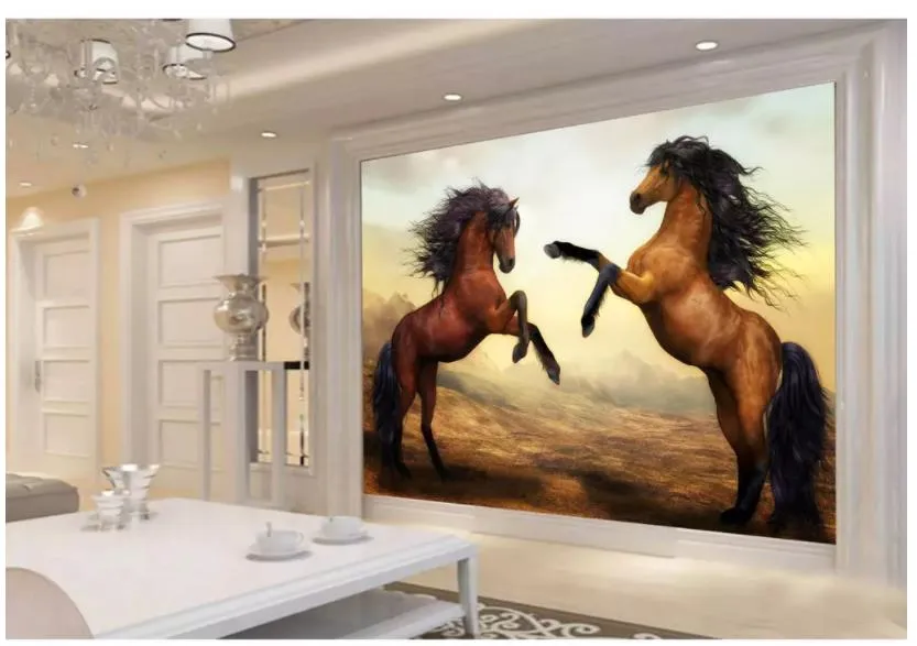 Cavalo espírito hd mustang mural 3d papel de parede 3d papéis de parede para tv pano de fundo278r