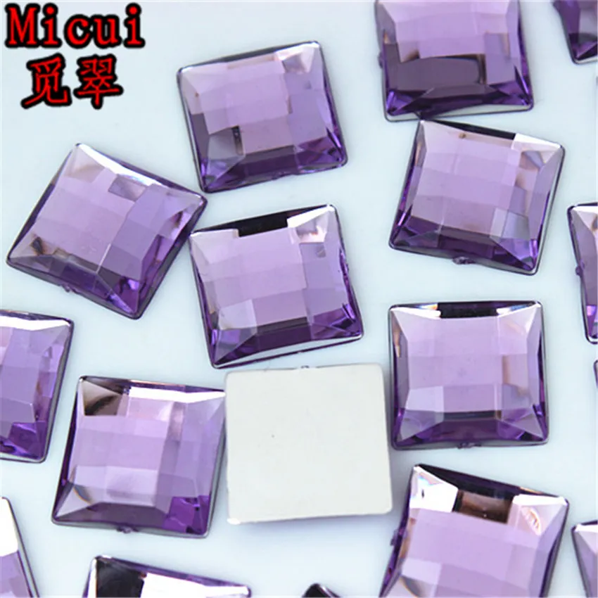 Micui 100 stks 14mm Mix kleur Acryl Strass Plaksteen Kralen Vierkante Strass Kristallen en Steen Voor Kleding Jurk Craft decoratie3035