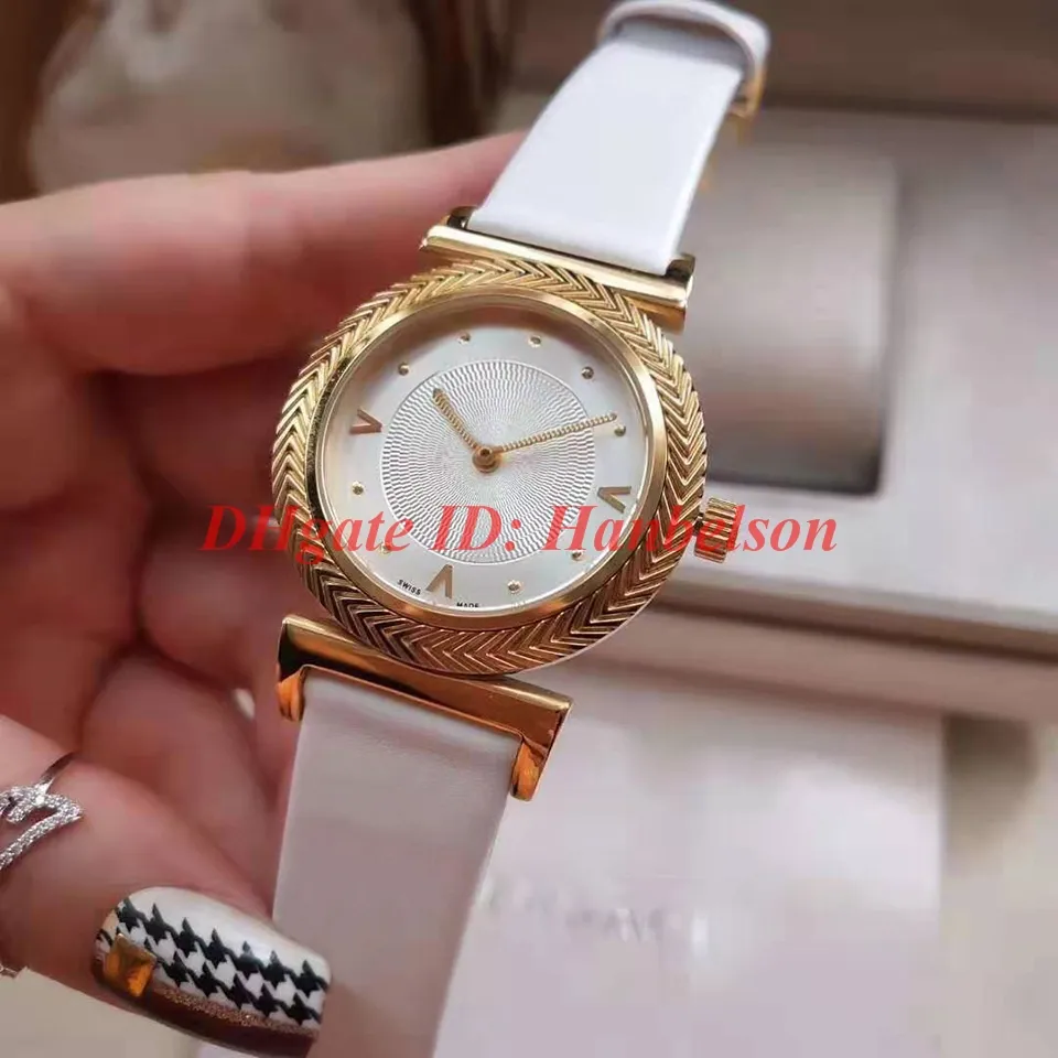 Fashion Red Damen Luxus Uhren Woman Quartz Orologio di Lusso High Quality Arear Case en cuir Boucotte pliante Wristwatch208J