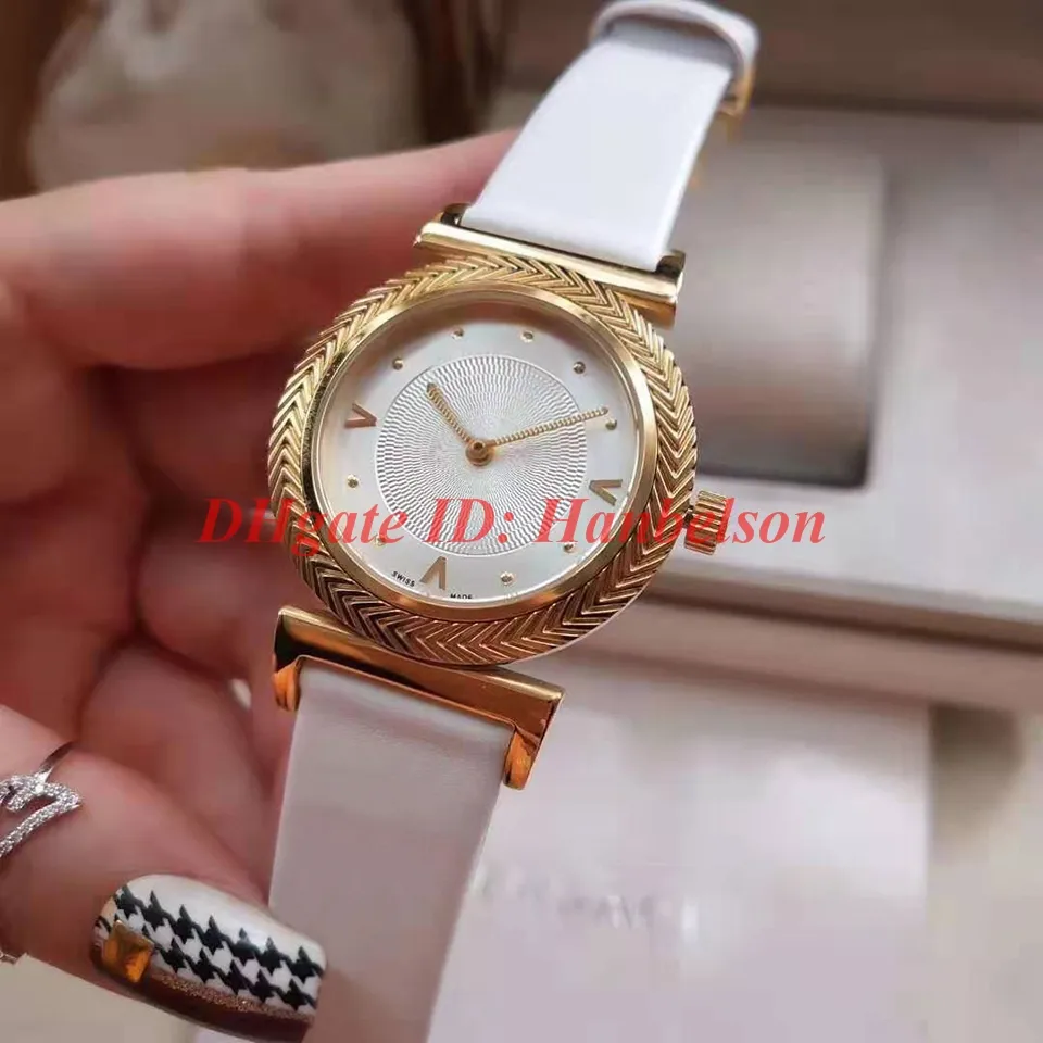 Mode RED Damen Luxus Uhren femme Quartz orologio di lusso Boîtier en acier de haute qualité Bracelet en cuir boucle pliante Montre-bracelet258B