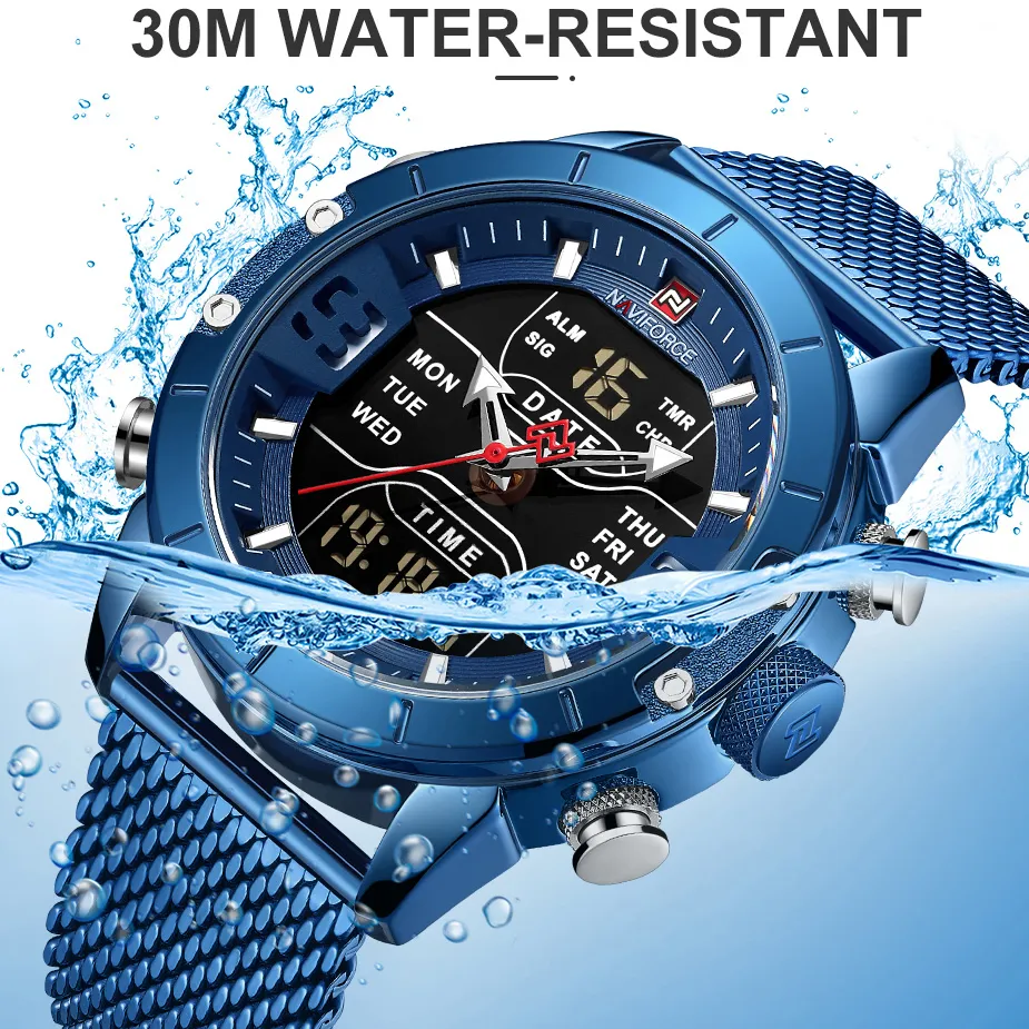 Mannen Horloge NAVIFORCE Luxe Merk Quartz Militaire Sport Horloges Heren Waterdichte LED Digitale Klok Met Box Set Voor 262S