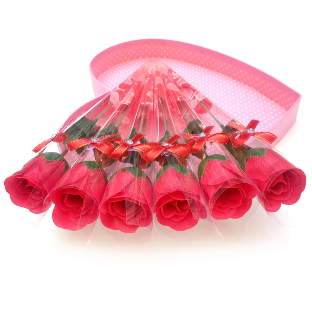 5 pçs dia das mães presentes do dia do professor sabão rosa flores perfumadas pétala de flor de banho com caixa de presente para casamento valentines282s