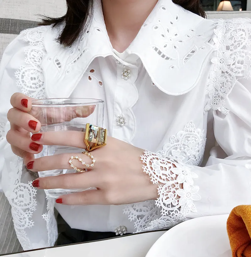 Moda de luxo colorido concha grandes anéis para mulheres personalidade geométrica quadrado declaração designer anel bijoux qualidade superior Gifts264h