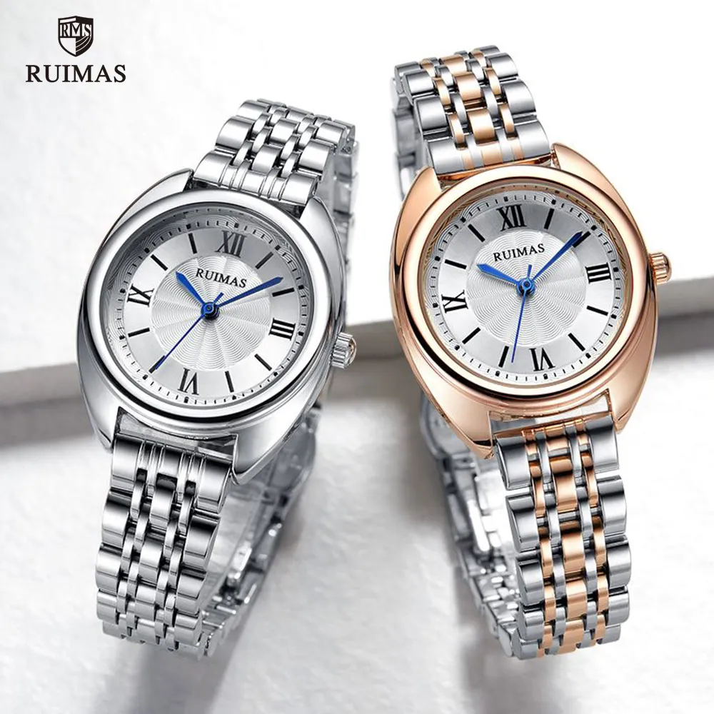 RUIMAS женские кварцевые часы, роскошные деловые наручные часы из нержавеющей стали, водонепроницаемые деловые часы, женские часы Relogio Feminino, 5225B