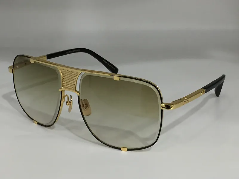 Klassiska fyrkantiga solglasögon 2087 Gold Brush Navy Blue Gradient Lens Fashion Men Solglasögon Sol Glasögon Shades Eyewear Nytt med Box211m