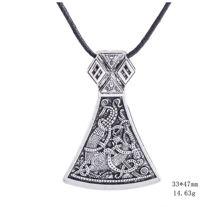 JF084 Viking Axe Necklace Norse Engraved Special Symbol Pattern viking Amulet Pendant Vintage Necklaces Women Jewelry286n