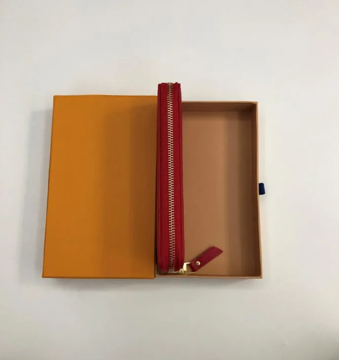 Fashion designer clutch Genuine leather wallet with orange box Card 60015 60017327h