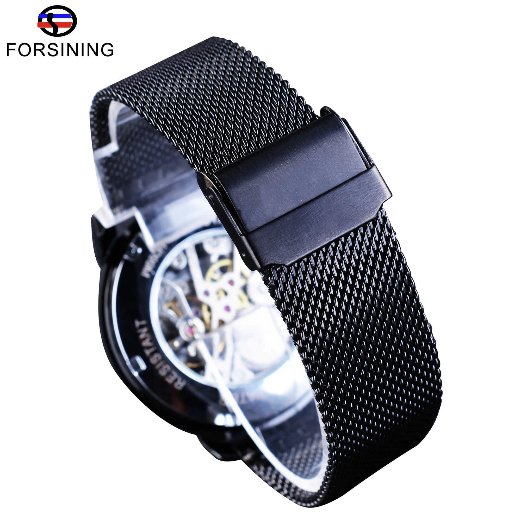 Forsining Retro Mode Design Skeleton Sport Mechanische Uhr Leucht Hände Transparent Mesh Armband Für Männer Top Marke Luxus J328Z