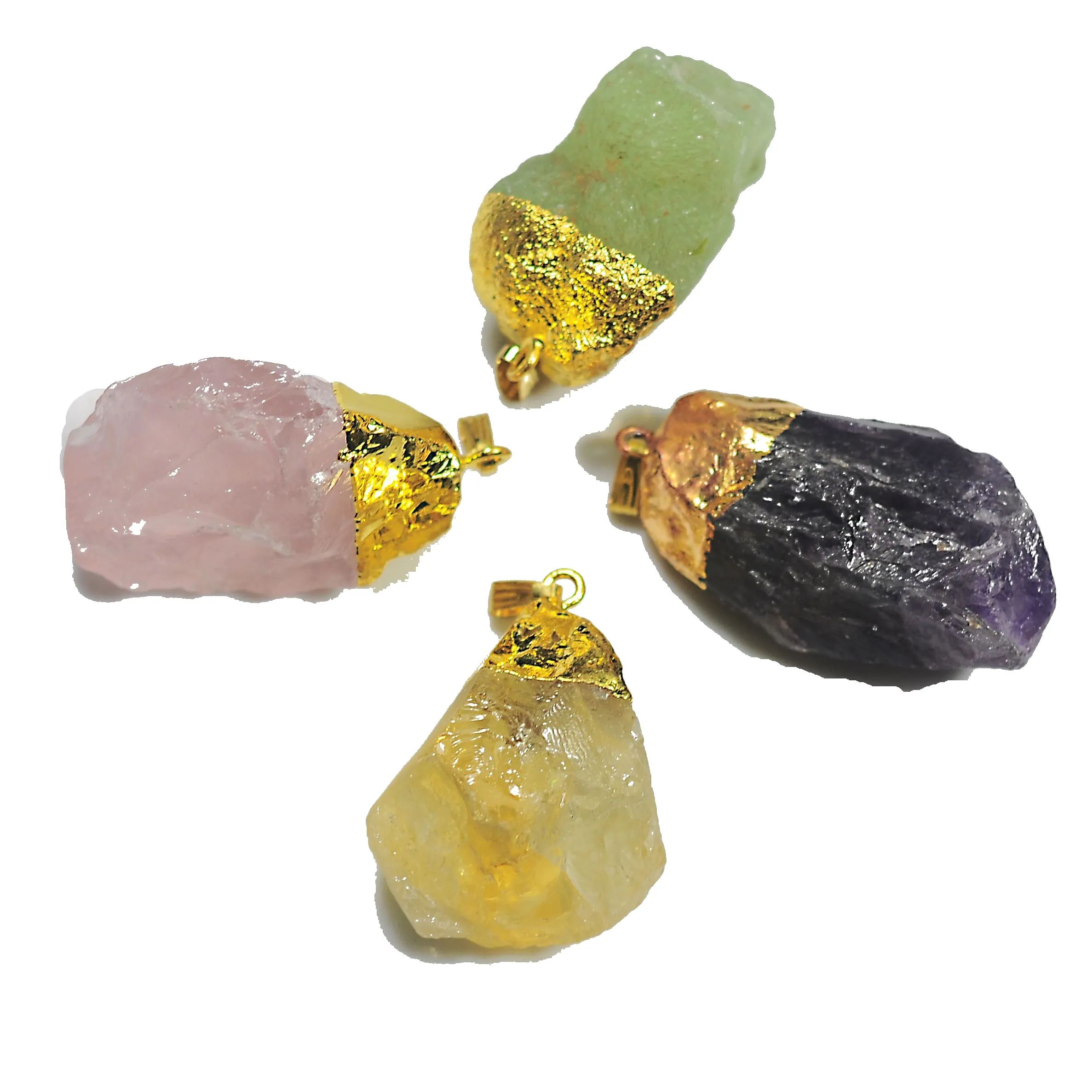 Pedra natural pingente de pedra gemstone ouro colorido forma irregular colar de cristal de cristal de quartzo jóias