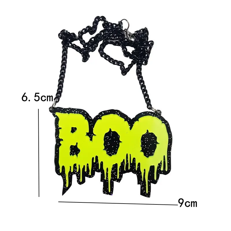 Halloween Hip Hop Jewelry Necklaces for Mens Zombie Boo WITCH Queen Daddy Buffy  Letters Acrylic Pendant Necklace Women Party Gifts