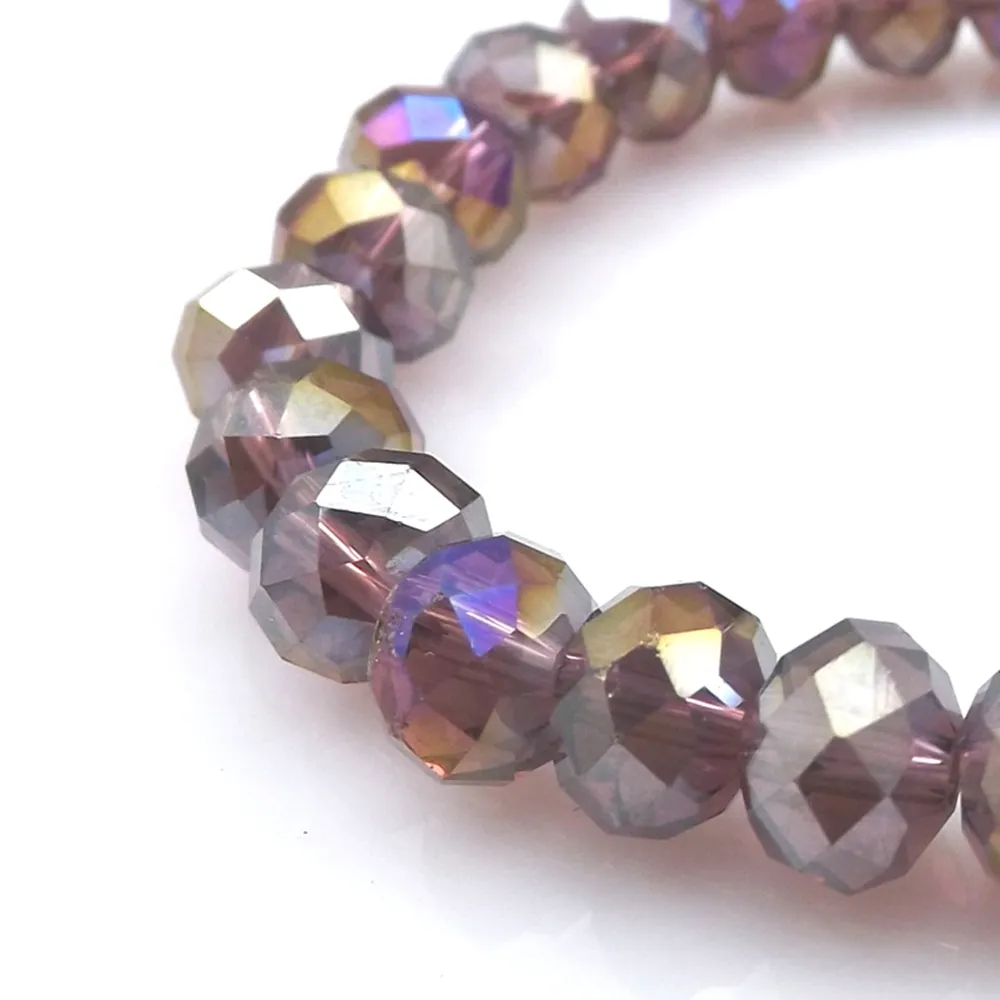 Purple AB Color 8 mm faseted kryształowa bransoletka z koralikami dla kobiet proste styl elastyczne bransoletki Whole3217