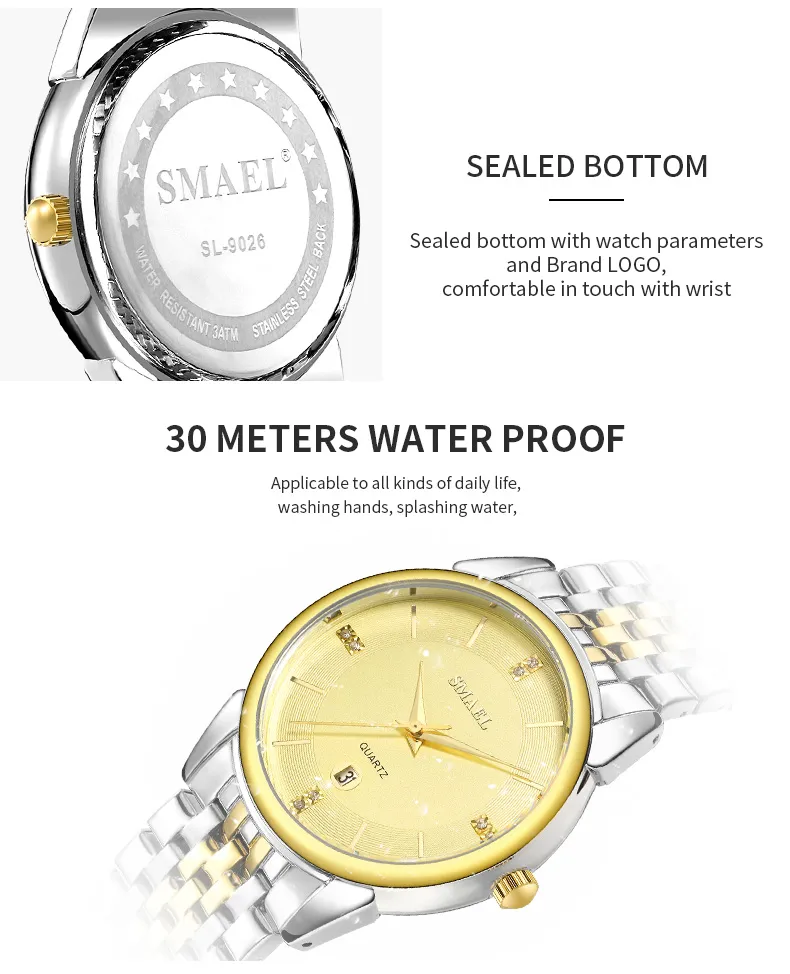 luxury classic watches SET for couple gen's a lady's waterproof casual wristwatch Elegant 9026 1885M Quartz digital cloc2478
