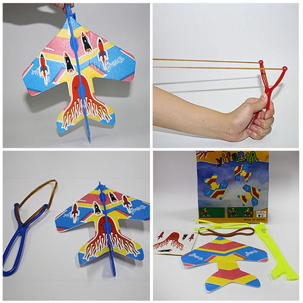 FAI DA TE Flash Ejection Cyclotron Light Plane Slingshot Aircraft bambini regalo Led Flying Toys 20 pezzi Mix all'ingrosso