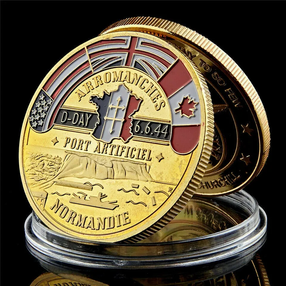 Arts and Crafts 1994 Great War Dday Normandy War 70th Anniversary 1oz Gold Ploated token Commemorative Coin WPCCB Box6235403