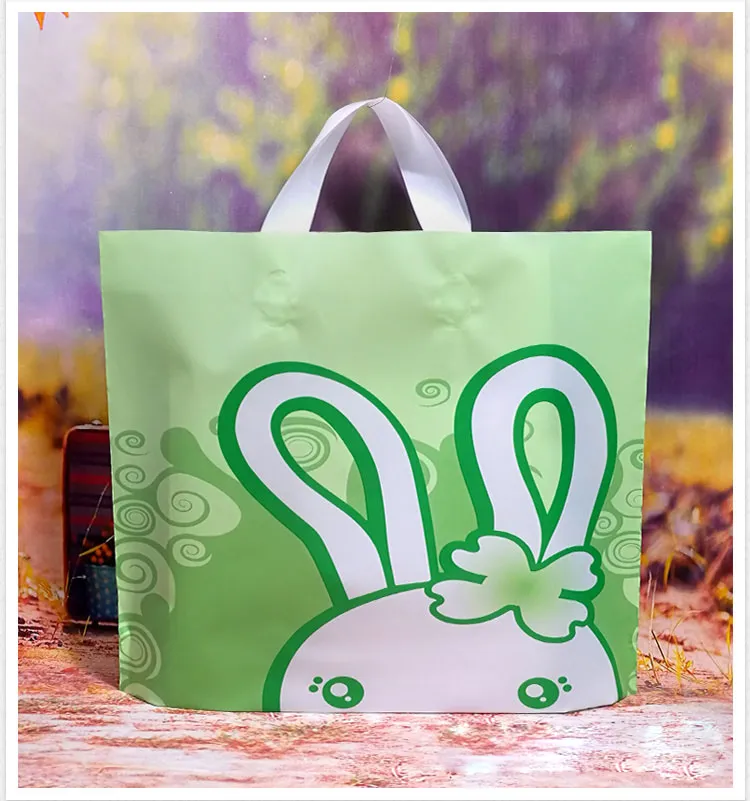 Plastic Gift Wrap bag 30 25cm With Handle Flower Cartoon Cute Gift bag Large Shopping Cloth Party candy Packaging Bags X238M