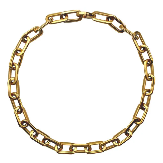 Dikke platte afgeronde rechthoek goudkleurige ketting heren dames roestvrij staal mode-sieraden 1 stuk 307s