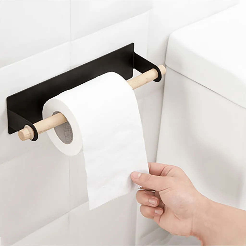 Suporte de toalha de papel adesivo suporte de armazenamento montagem na parede ferro arte cozinha banheiro armário de tecido prateleira armazenamento doméstico 220L