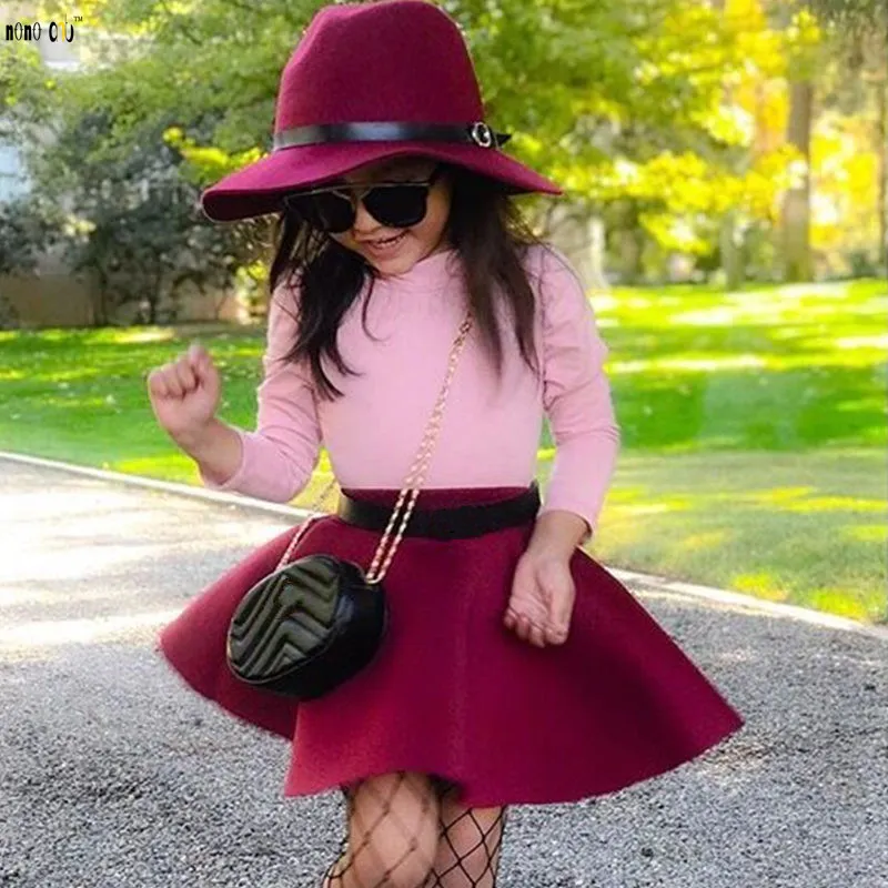 Kids Clothing Sets Girls Long Sleeve Tops Skirt Solid Cute Princess Fall Child Girl Clothes Outfit 3 4 5 6 7 8 Years J19054193606