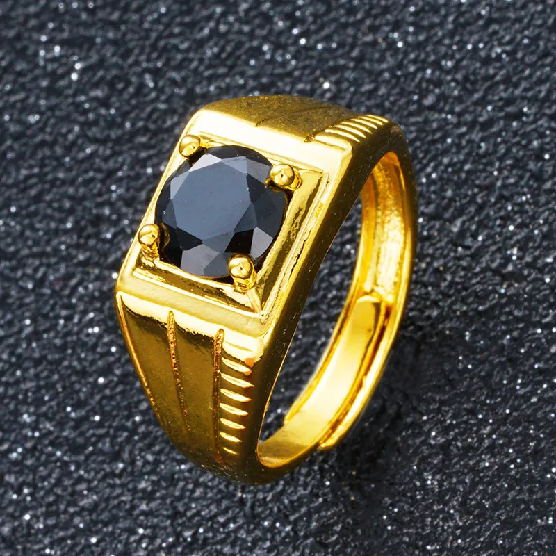 Wietnam Aluwialny Złoty Diament Gemstone Otwarte Pierścień Kobiet Plated 24K Gold Męskie Cyrkon Ring Ring Transgraniczne Modele Odzież damska Odzież