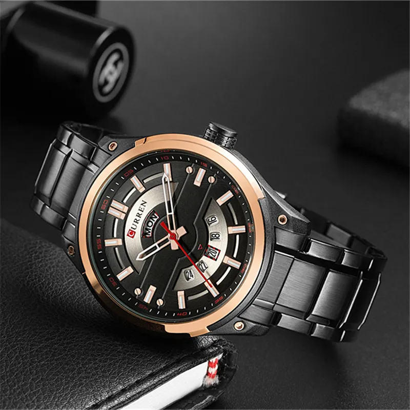 CURREN montres hommes en acier inoxydable montre-bracelet à Quartz avec calendrier décontracté affaires mâle horloge 30 M étanche Relogio Masculino209E