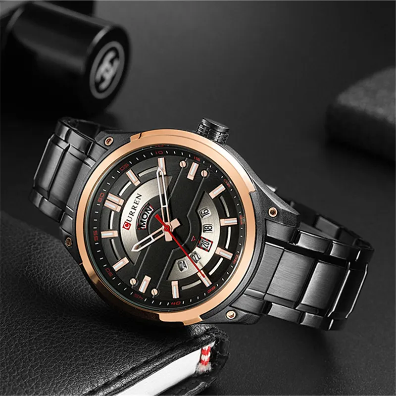 Relogio masculino Curren Mens Matchs Luxury Top Brand Men's Fashion Casual Steel Watch Military Quartz Wristwatch Reloj Homb329U