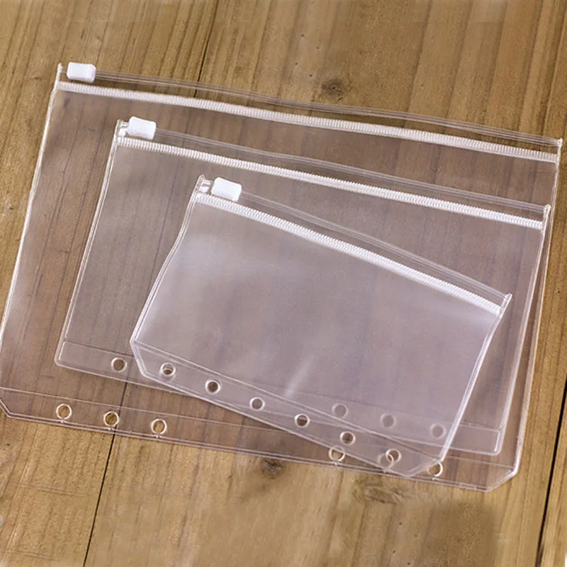 / A5 A6 A7 Porte-fichiers Standard Transparent PVC Pochette à feuilles mobiles avec organisateur de classement à glissière auto-style Produit Binder264Y