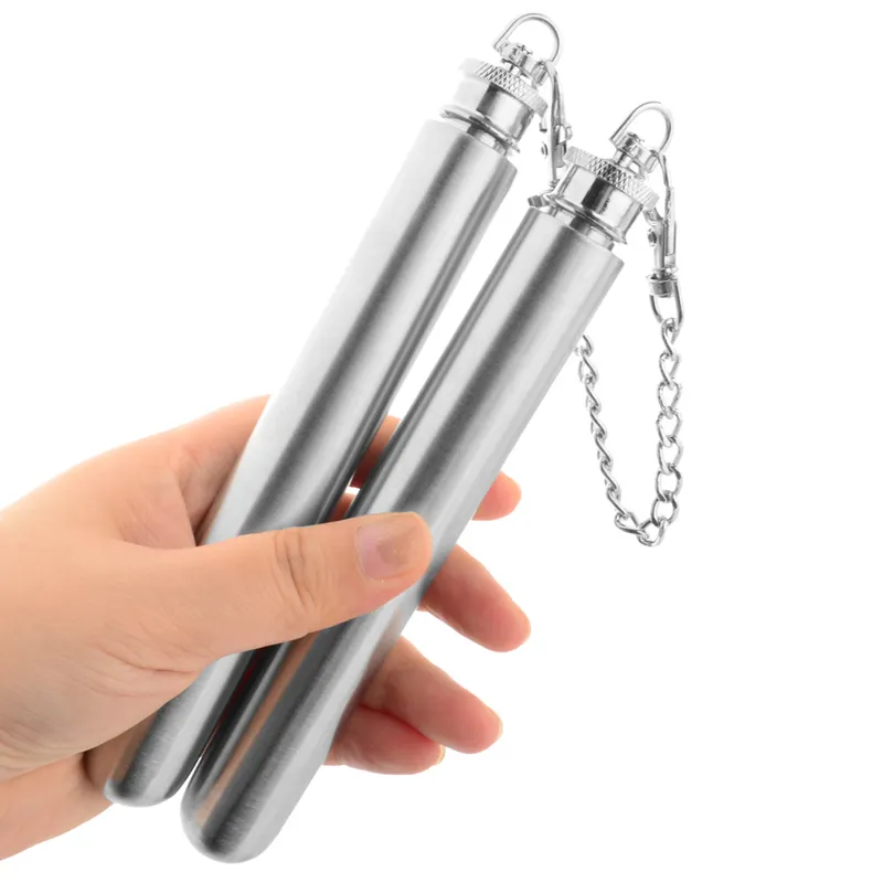 Creative Nunchucks Shape Flask Tube 1 5oz Portable Stainless Steel Whisky Wine Hip Flask Tubes Camping Wine Alcohol Tube190m2533226