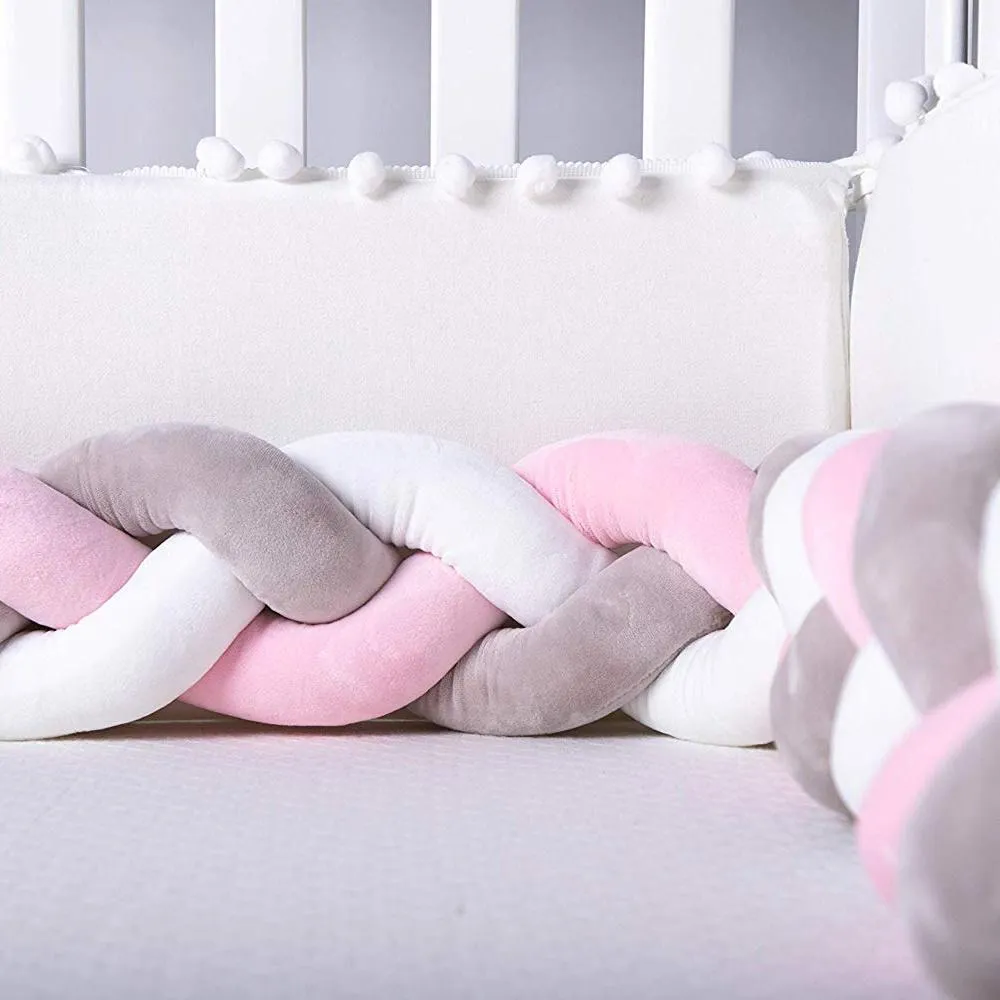 ベビーベビーバンパーノット編みぬいぐるみぬいぐるみゆりかご装飾新生児ギフト枕クッションジュニアベッドスリープバンパー2メートルwhi211o