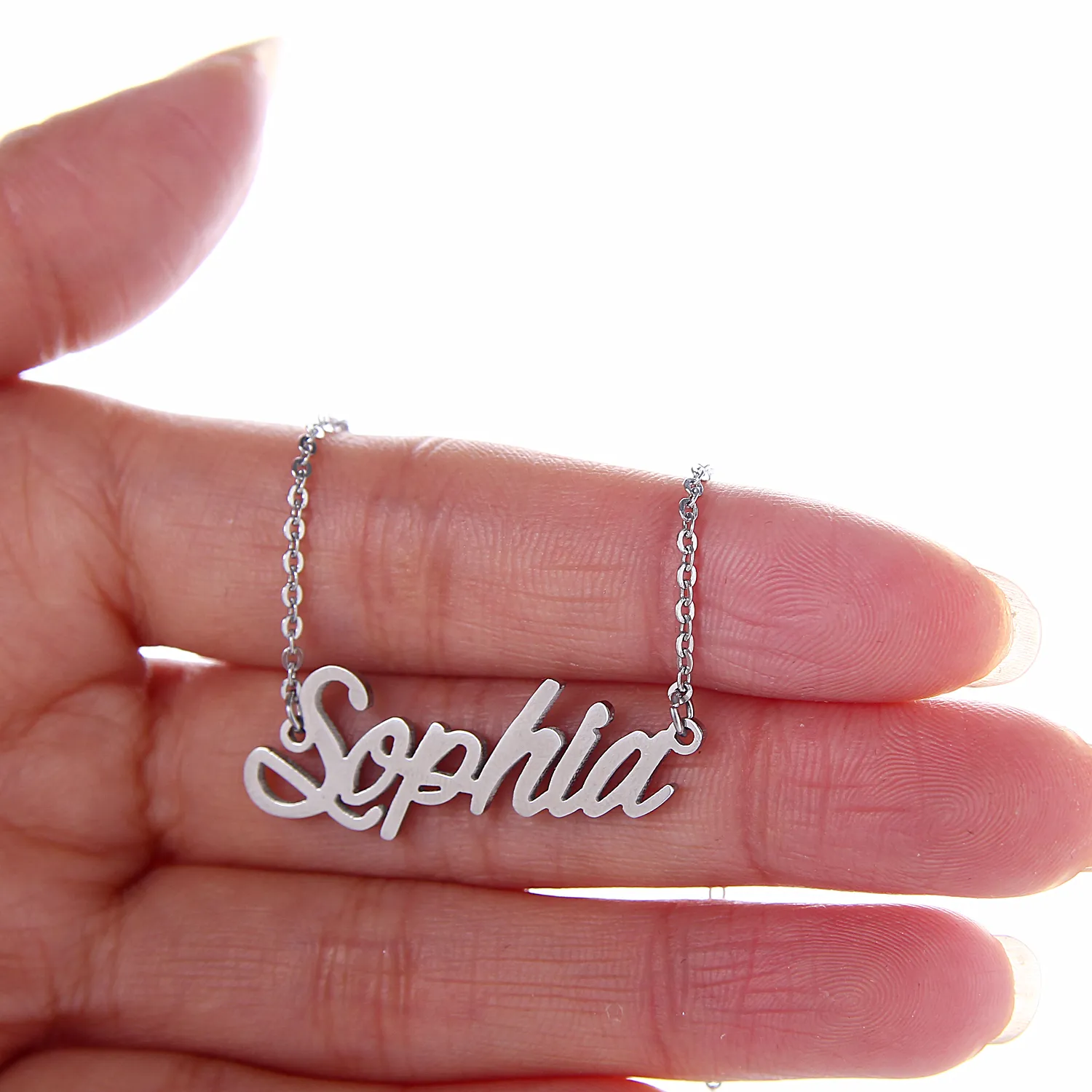 Fashion Personalized Custom Name Necklace Bracelet Anklet Set " Sophia " Script Letter Gold Choker Chain Necklace Pendant Nameplate Gift