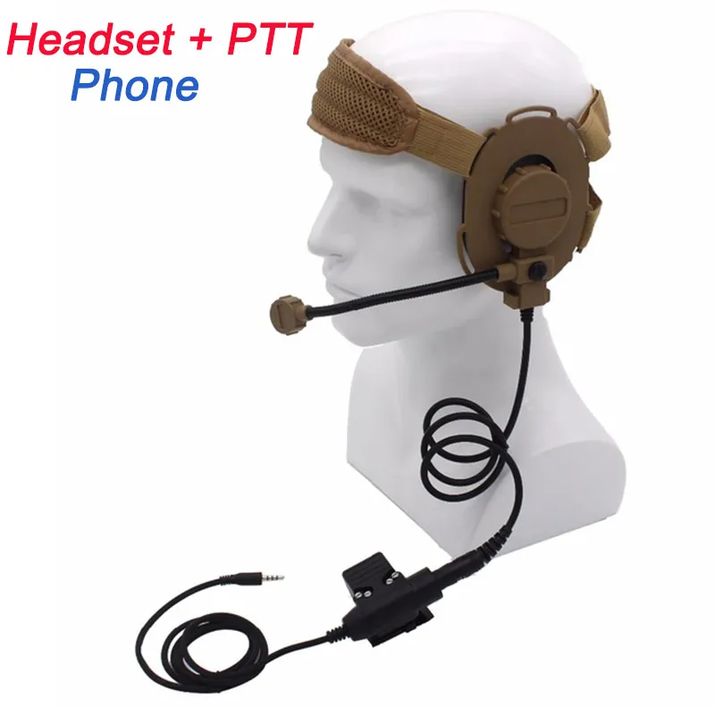 Outdoor Tacitcal Gear Paintball Shooting Headphone Tactical Earphone Airsoft Combat II Z Tactical Headset with PTT