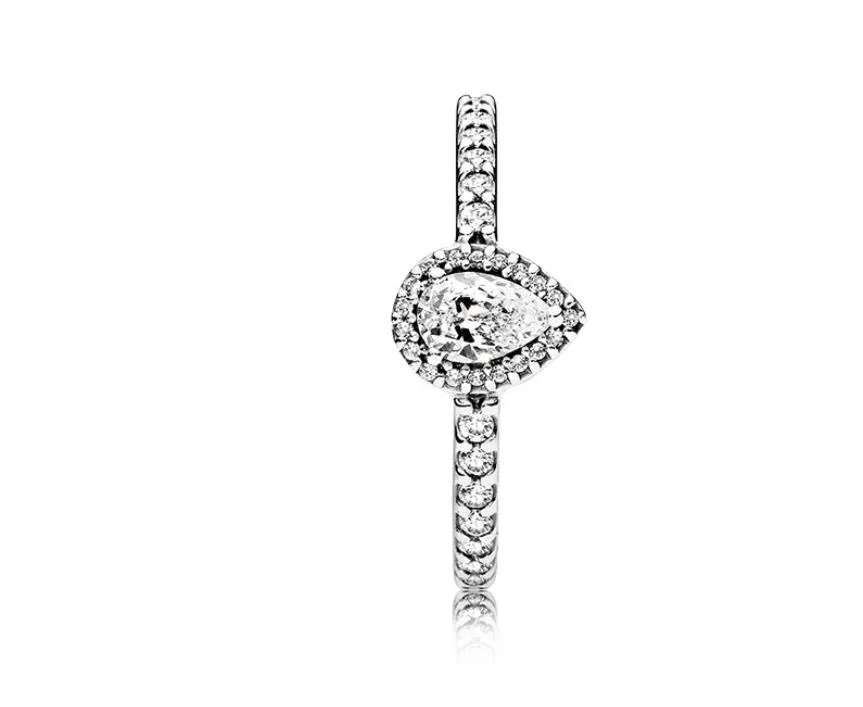 Настоящее кольцо из стерлингового серебра 925 пробы с каплей CZ и бриллиантом с логотипом и оригинальной коробкой, подходит для обручального кольца Pan, обручальные украшения для женщин W1327M
