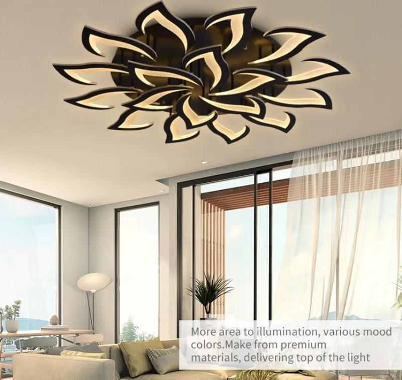 Ny järn Akryl LED Petal taklampa vardagsrum Studie sovrum kök hushåll taklampor modern ledning svart myy211y