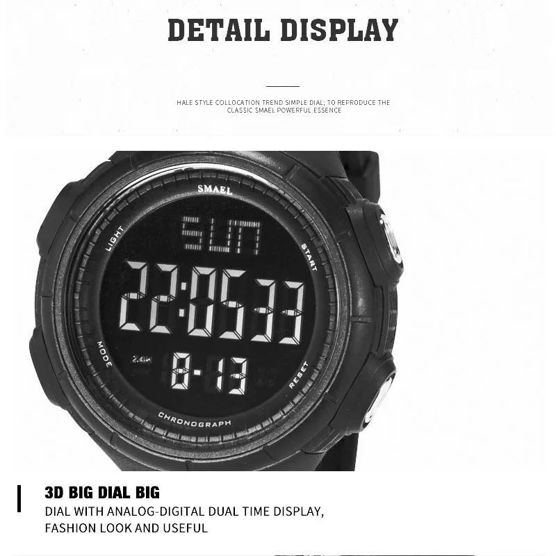 Men Mechanical Automatic Smael Military Watches S衝撃抵抗性Relogio Masculino 1618 Digital Wristwatches防水NIC194M