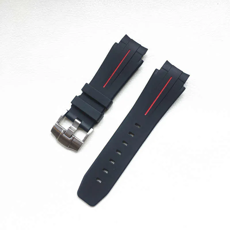 Bracelets de montre Bracelet en caoutchouc accessoires pour hommes pour l'eau douce anti-poussière Bracelet en Silicone de haute qualité 21mm Black1286H