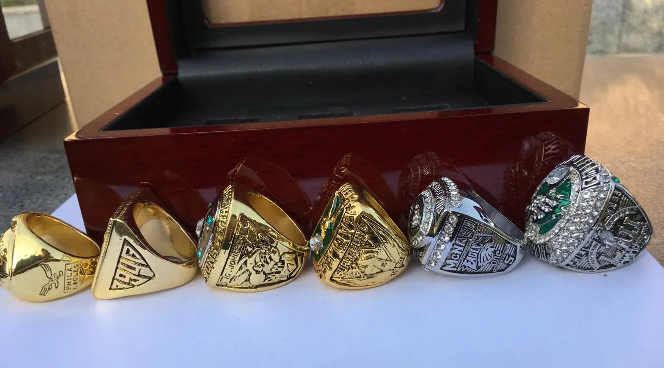 Philadelphia  American Football Team Champions Championship Ring Set With Wooden Box Souvenir Men Fan Gift 2019