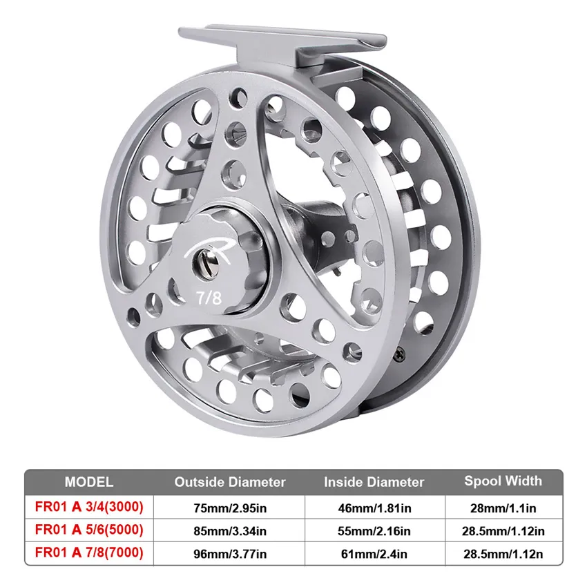 Fly Fishing Reels 3 4 5 6 7 8 Fly Fishing Reel Aluminum Fly Reel CNC Machine Cut Large Arbor Die Casting329N