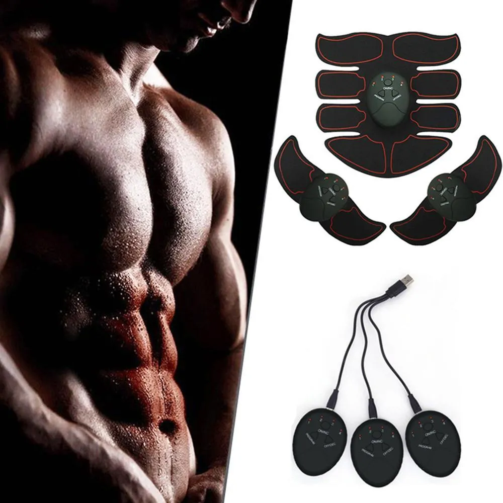 Stimulateur d'abdominaux et de bras Appareil d'entraînement musculaire abdominal pour l'entraînement physique Gym à domicile Massage des bras et des jambes avec chargement USB Cab275R
