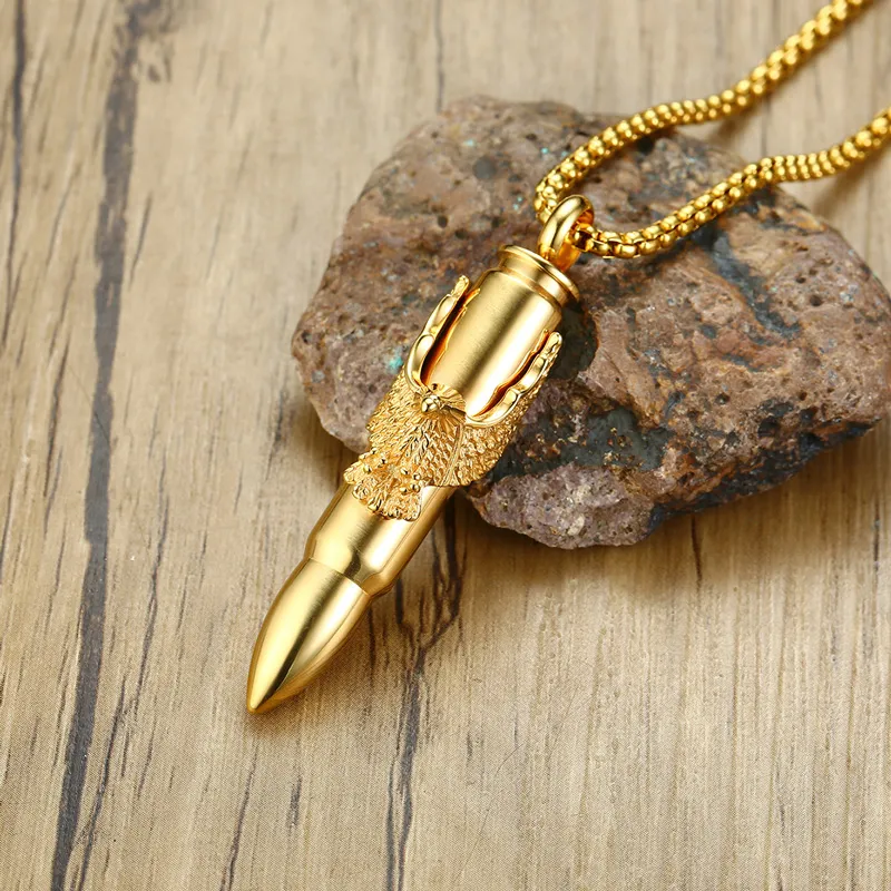 Adelaar op kogel hanger ketting in roestvrij staal Bullet Eagle Charm Army Of Peace305Z