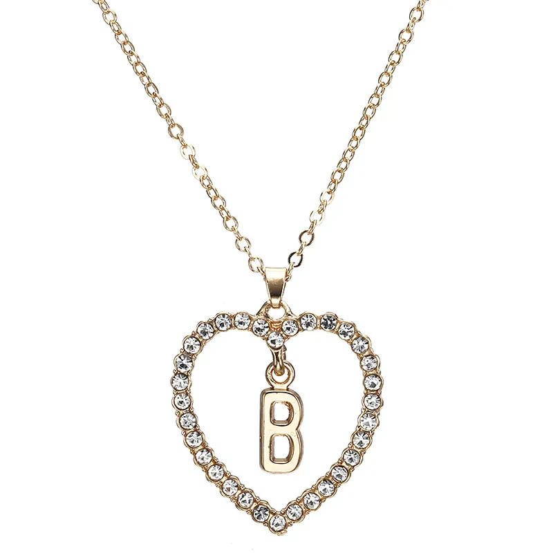 New Fashion Crystal Personal Figuredized Letter Heart Name Netlace for Women Charm Gold Color Chain Jewelry Gift287p