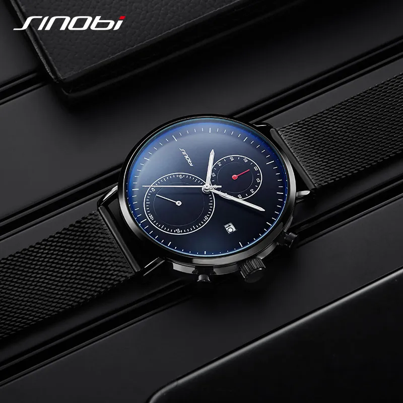 シノビの新しい男性は、男性のためのブランドビジネスウォッチを見るウルトラスリムスタイルの腕時計日本ムーブメントウォッチ男性relogio masculino337b