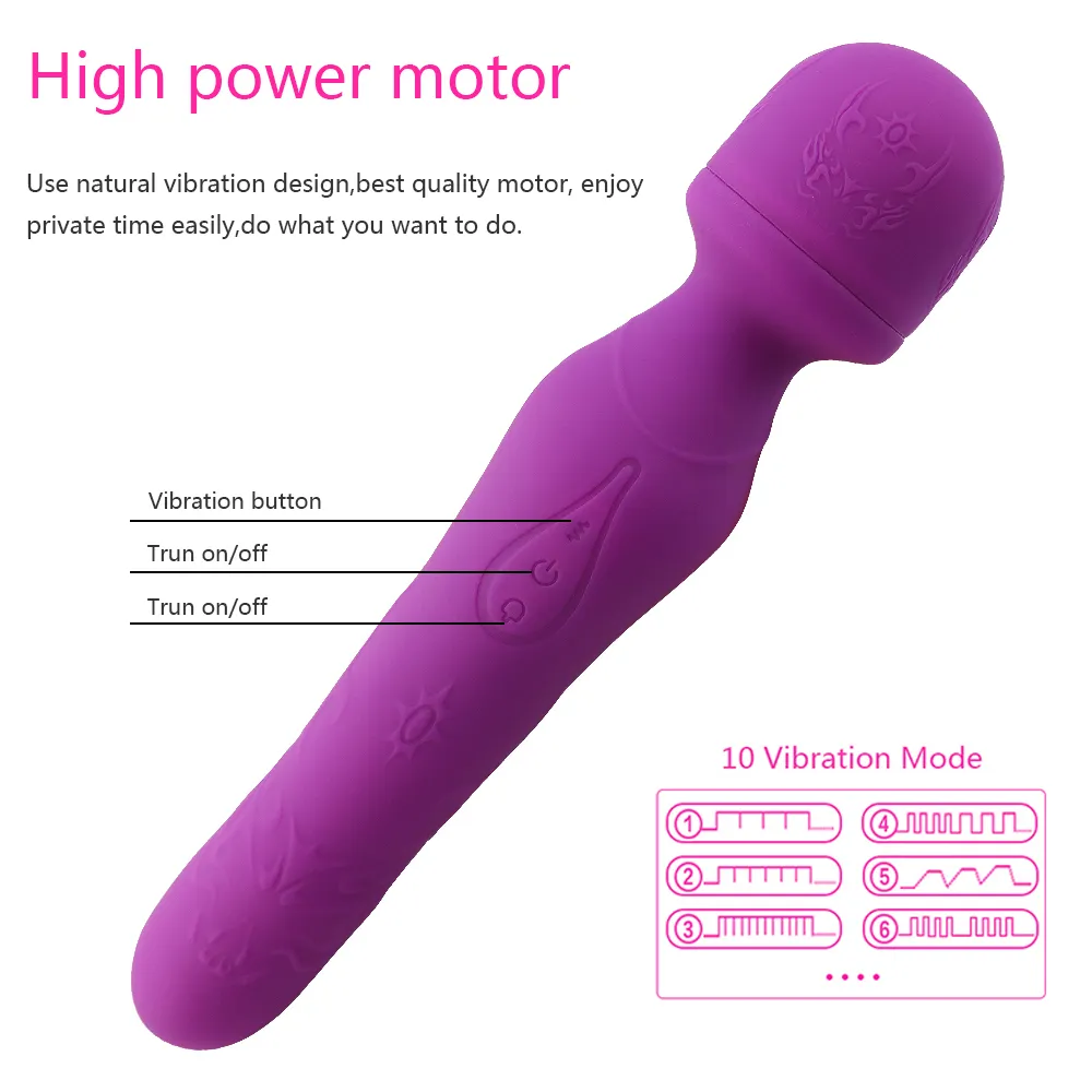 Riscaldamento Dildo Vibratore Massaggiatore Doppio Motore Giocattoli Del Sesso Le Donne Av Magic Wand G Spot Clitoride Stimolatore Giocattoli Adulti Impermeabile Y19061202