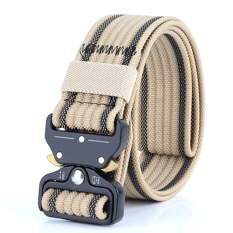 Ceinture tactique pour hommes en plein air Ceinture en nylon avec boucle en métal pour hommes Ceinture à dégagement rapide Sangle robuste Ceintures réglables militaires 3 8244O