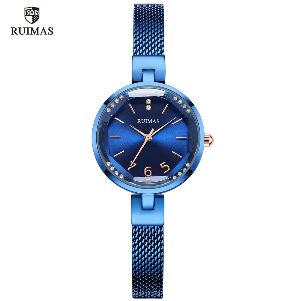 RUIMAS Orologio analogico semplice da donna blu orologio da polso al quarzo di marca superiore di lusso orologio da donna resistente all'acqua Relogio Girl 330y