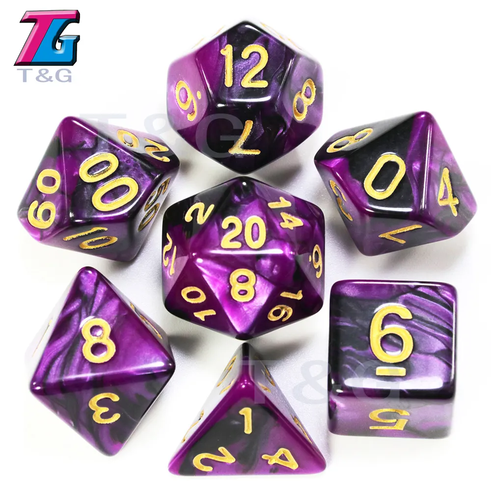 Gemischte Farbwürfel-Set D4-D20 Dungeons and Dargon RPG MTG Brettspiel 7-teiliges Set241B