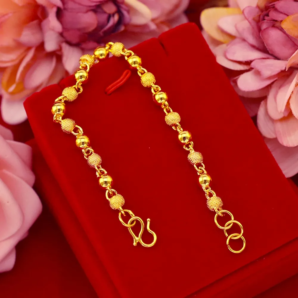 Łańcuch bransoletki na nadgarstek Link koraliki 18k żółte złoto moda damska męska bransoletka łańcuch klasyczny styl prezent208a