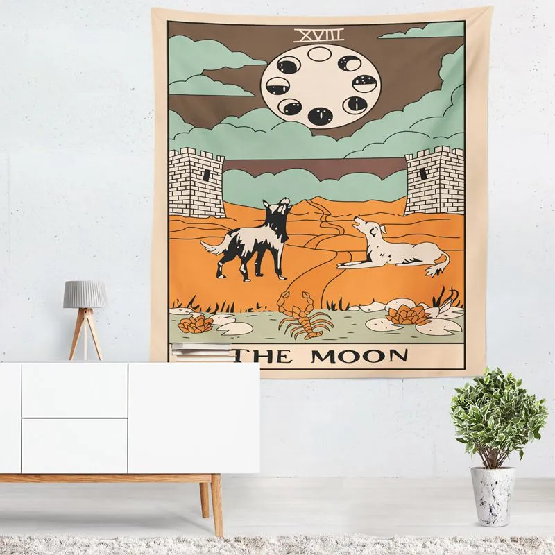 Europese tarot tapijt astrologie muur opknoping decoratie doek zon maan ster tenture muurschildering moderne kamer slaapzaal decor290j