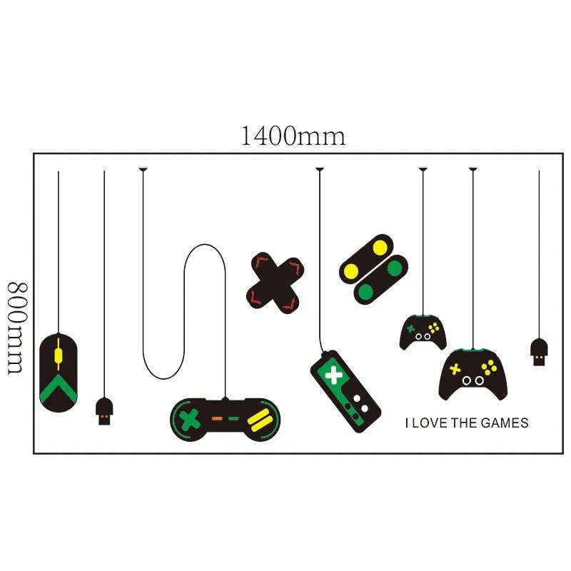 Spelhandtag klistermärke Hemdekalsaffischer PVC Mural Video Game Sticker Gamer Room Decor JS22248s