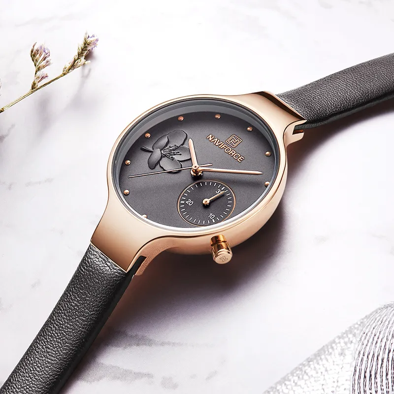 Naviforce Women Watches Top Brand Luxury Fashion Female Quartz Wrist Watch Ladies Leather Waterproof Clock Girl Relogio Feminino260V