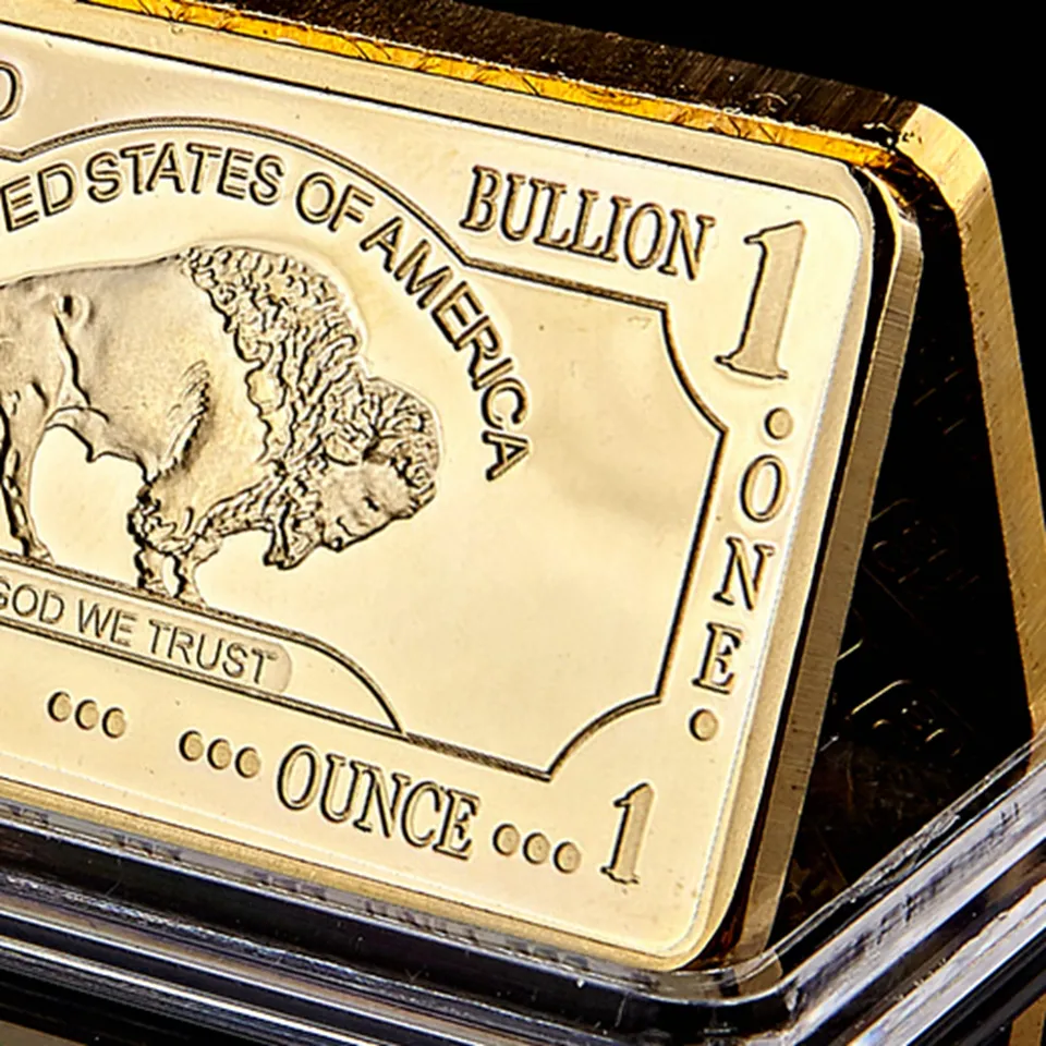 10st Iamerican Ox Buffalo Real Gold Plated Craft Souvenir Bullion Bar Coin Wide Life Animal2428326